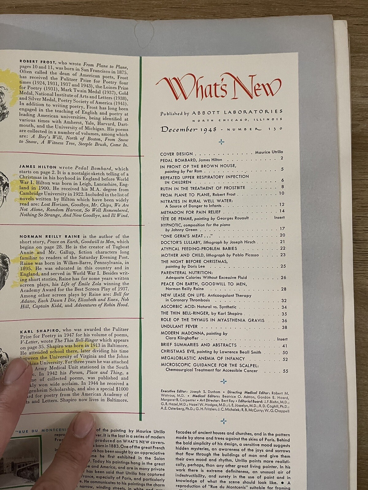 Abbott Laboratories “What’s New” Christmas 1948 Medical Magazine Vintage