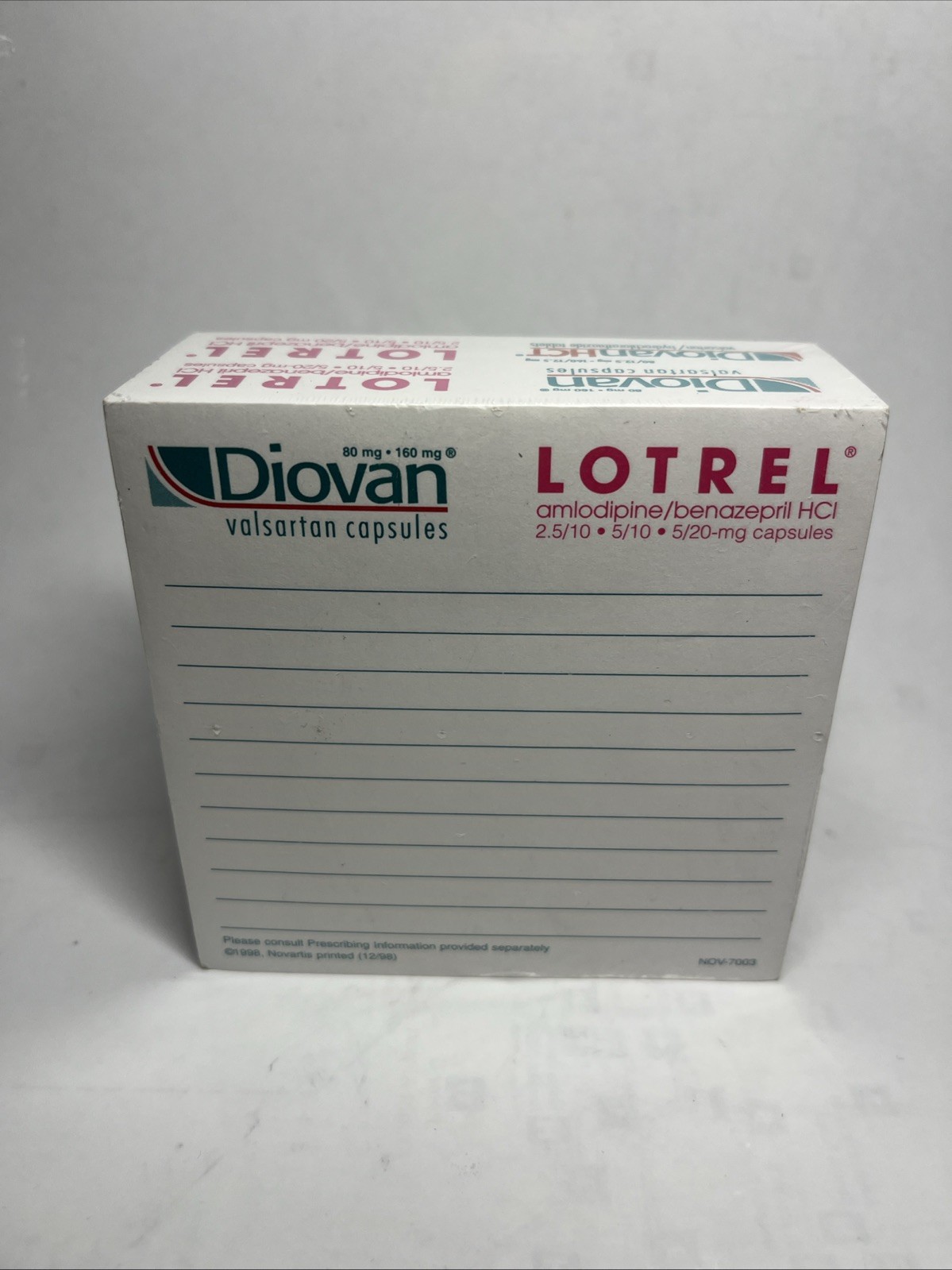 NEW vintage Pharmaceutical Drug Rep Diovan Post-it note pad Lotrel Amlodipine