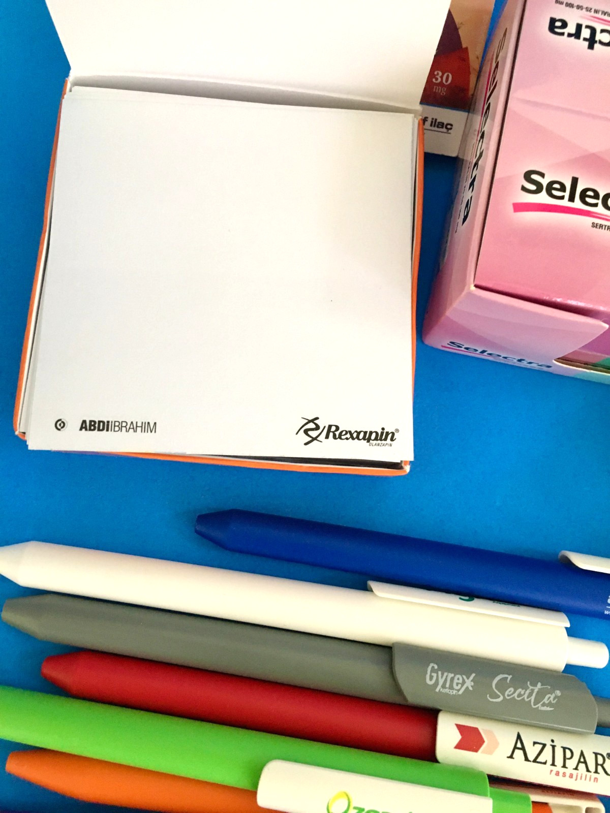 Lot of Pharmaceutical Promo Pens & Paper Pads from Turkey- Aripa, Relixan & More