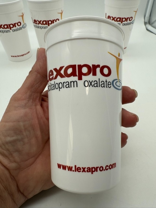 Lexapro Pharmaceutical RX Rep Promotional Plastic Drinking Cups Set of 4