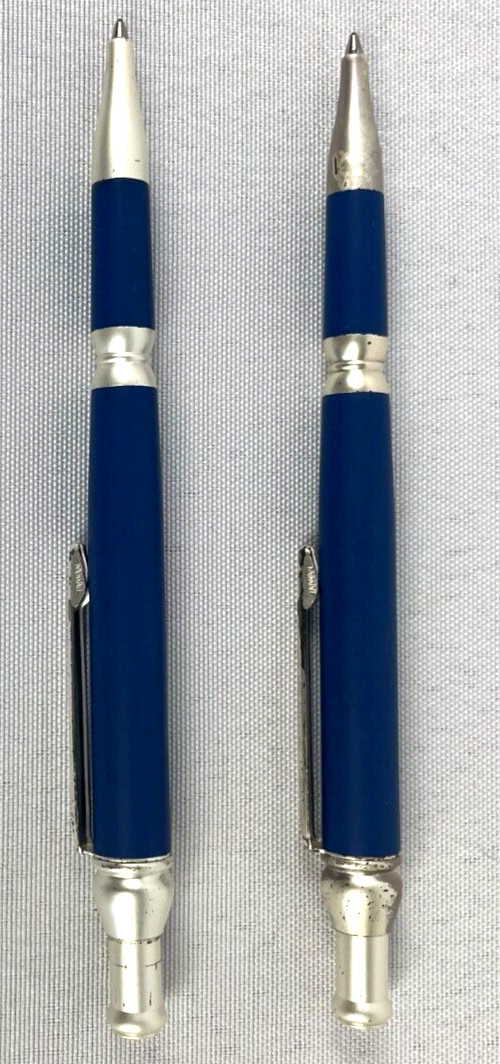 ZOLOFT Metal Pen Set Pharmaceutical Drug Rep Promo Blue Silver Logo Vintage
