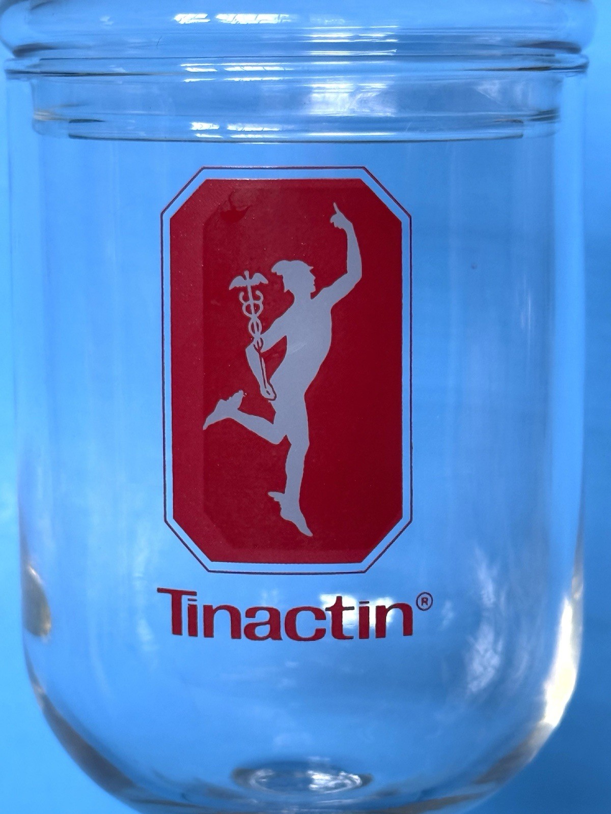Vtg RX Glass Apothecary Jar Pharmacy Tinactin 1970s 1980s Robinhood Advertising