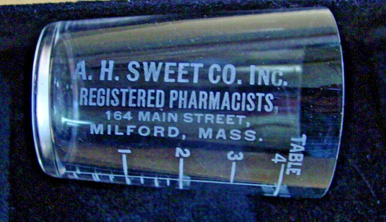 Vintage Pre-Pro ‘A.H. Sweet Pharmacists’ Etched Thin Wall Shot Glass Measure