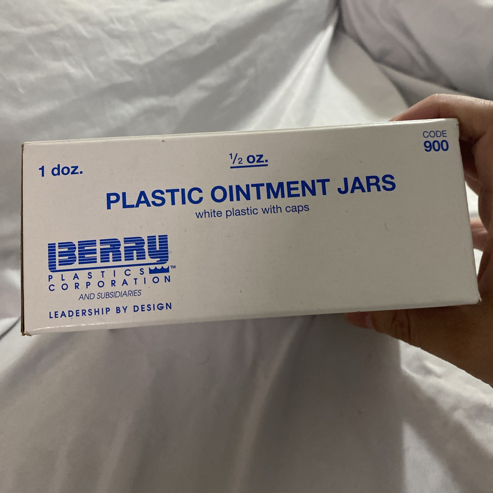 BERRY Plastics Corporation Plastic Ointment Jars 1/2 Oz White Plastic With Caps