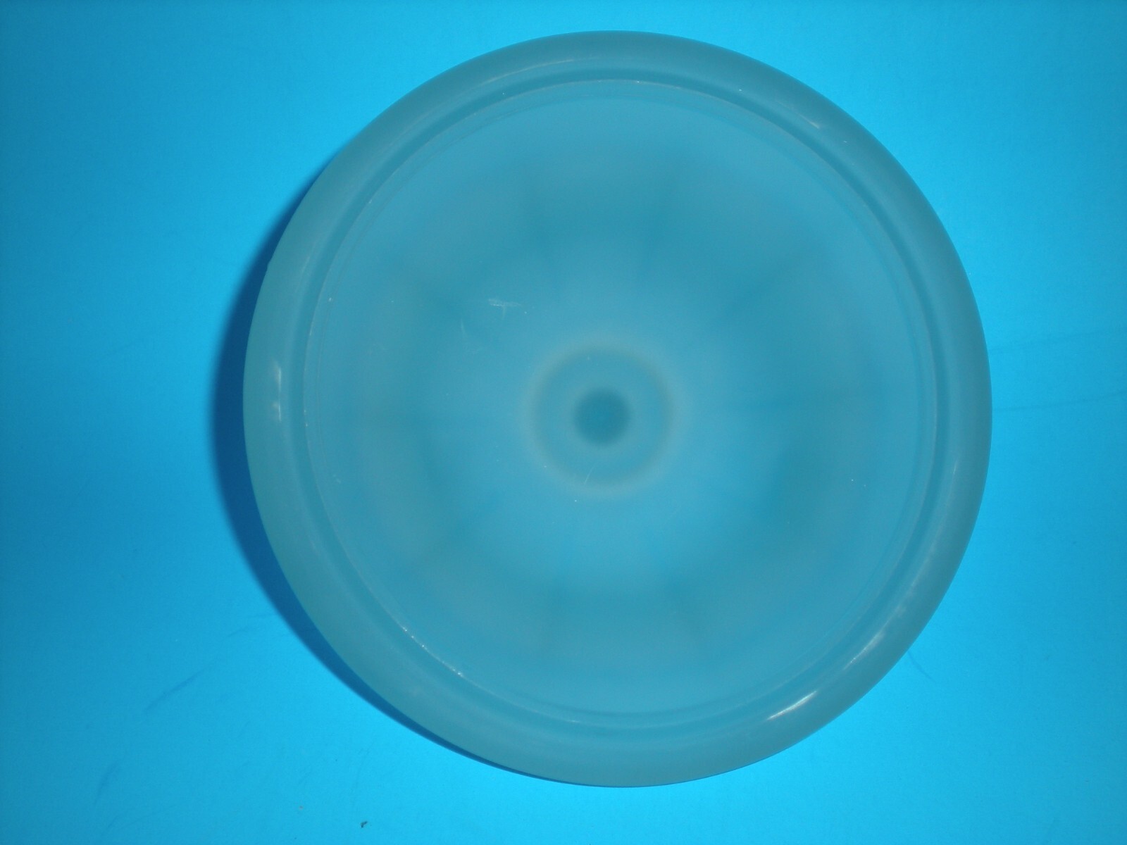 10″ vtg Apothecary Canister Jar with Ball Dome Lid Very Heavy Frosted Blue glass