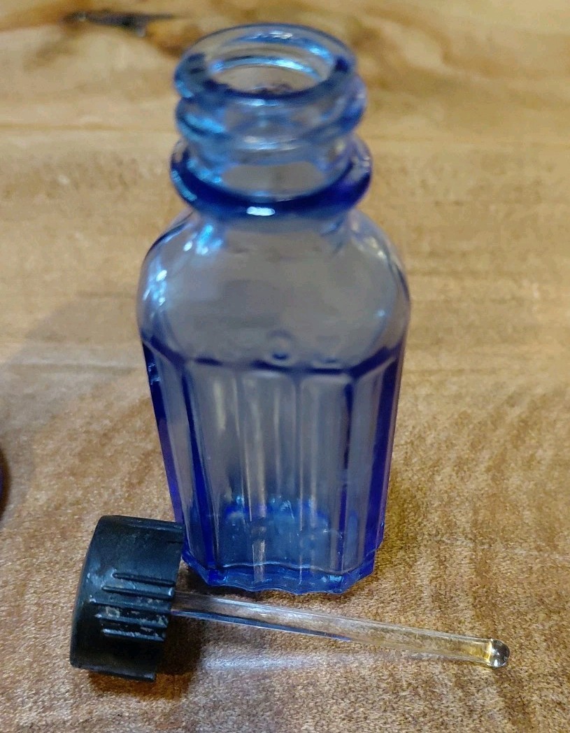 VTG. Blue Rexall Puretest Tincture of Iodine Bottle W/ Glass Dauber (10) Extra