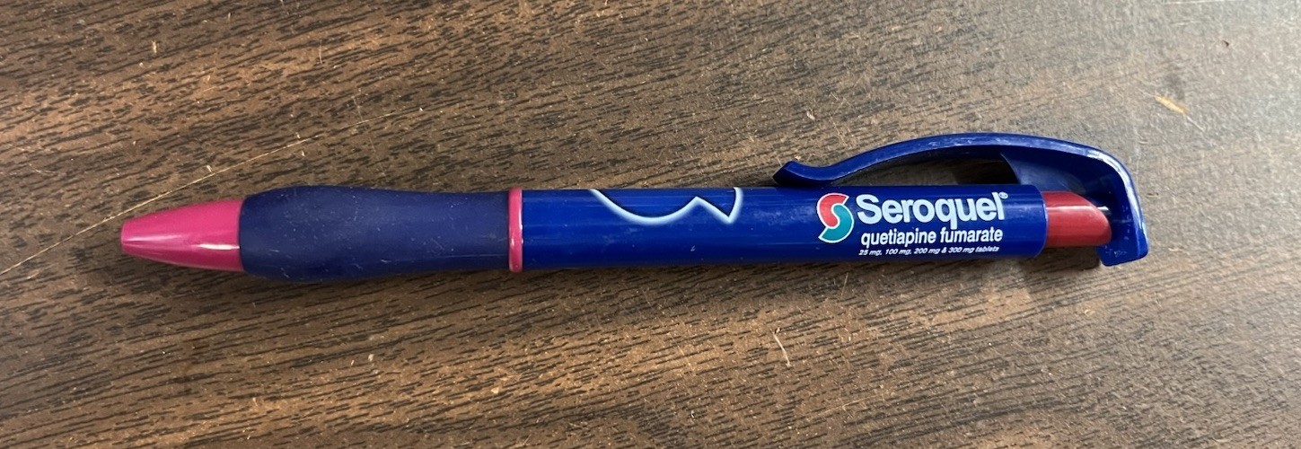 Pharmaceutical Drug Rep Vintage Pen Seroquel Plastic Advertising Promo