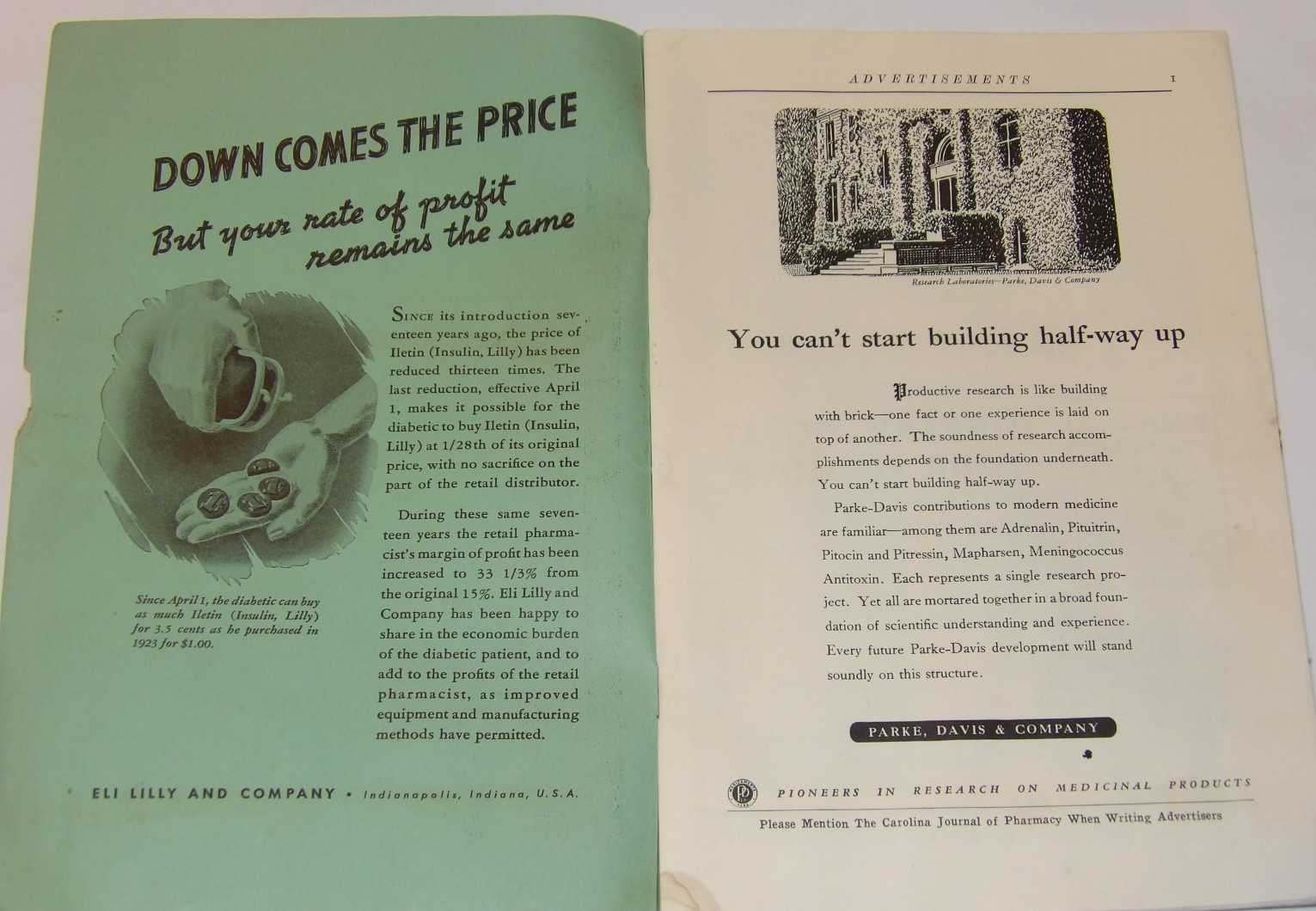 VTG 1940 DRUGGIST CONVENTION SOUVENIR BOOK! CHARLOTTE, NC! ADS/HOTELS/PICTURES!