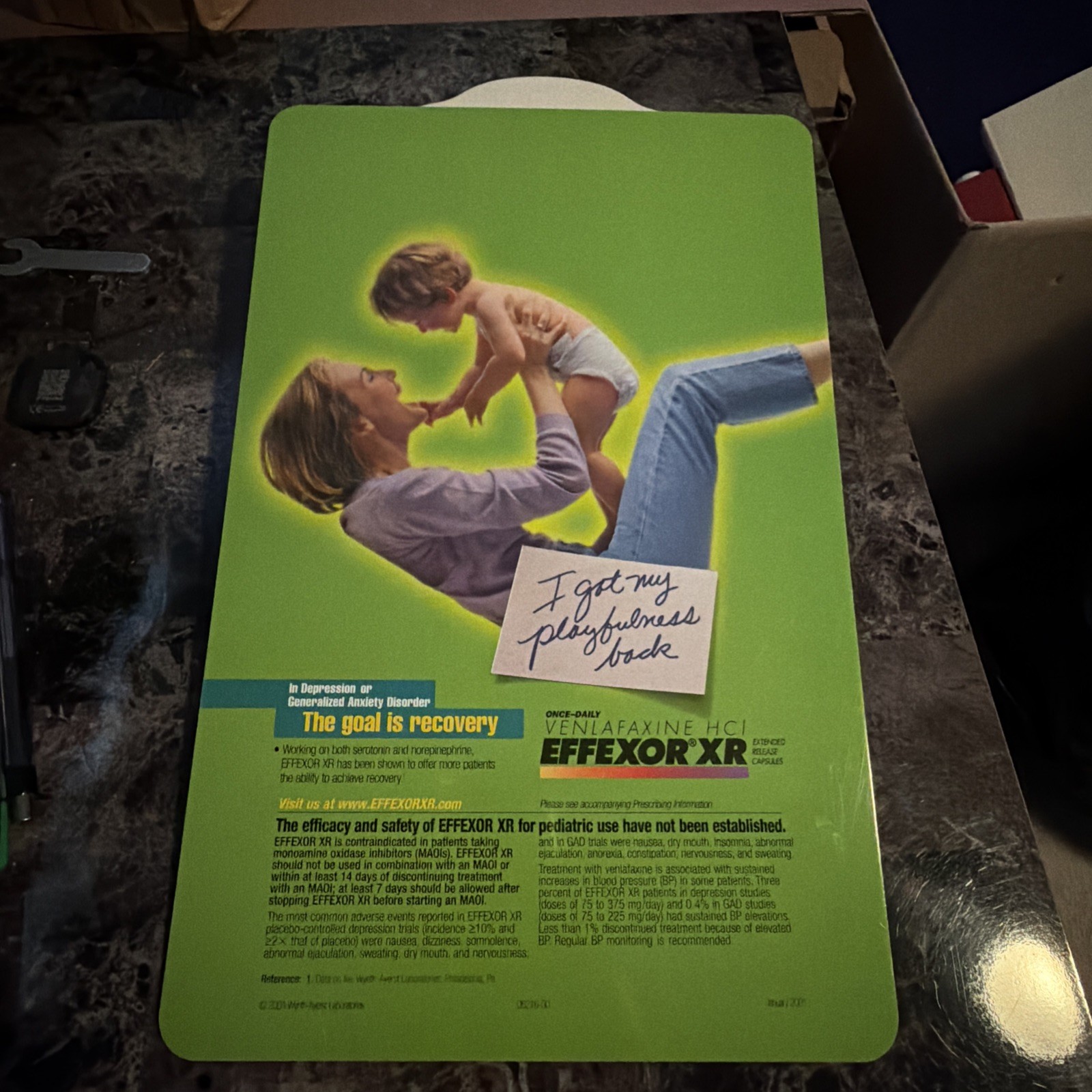 Effexor XR Clipboard Drug Rep Promo 2000s