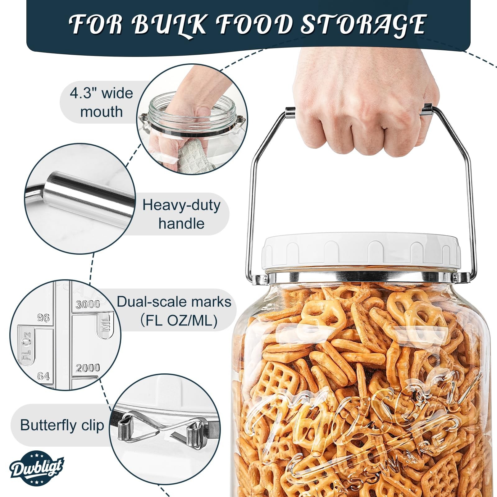 2 Pack 1.5 Gallon Large Fermentation Jars with Airtight Lids & Airlocks, Wide…
