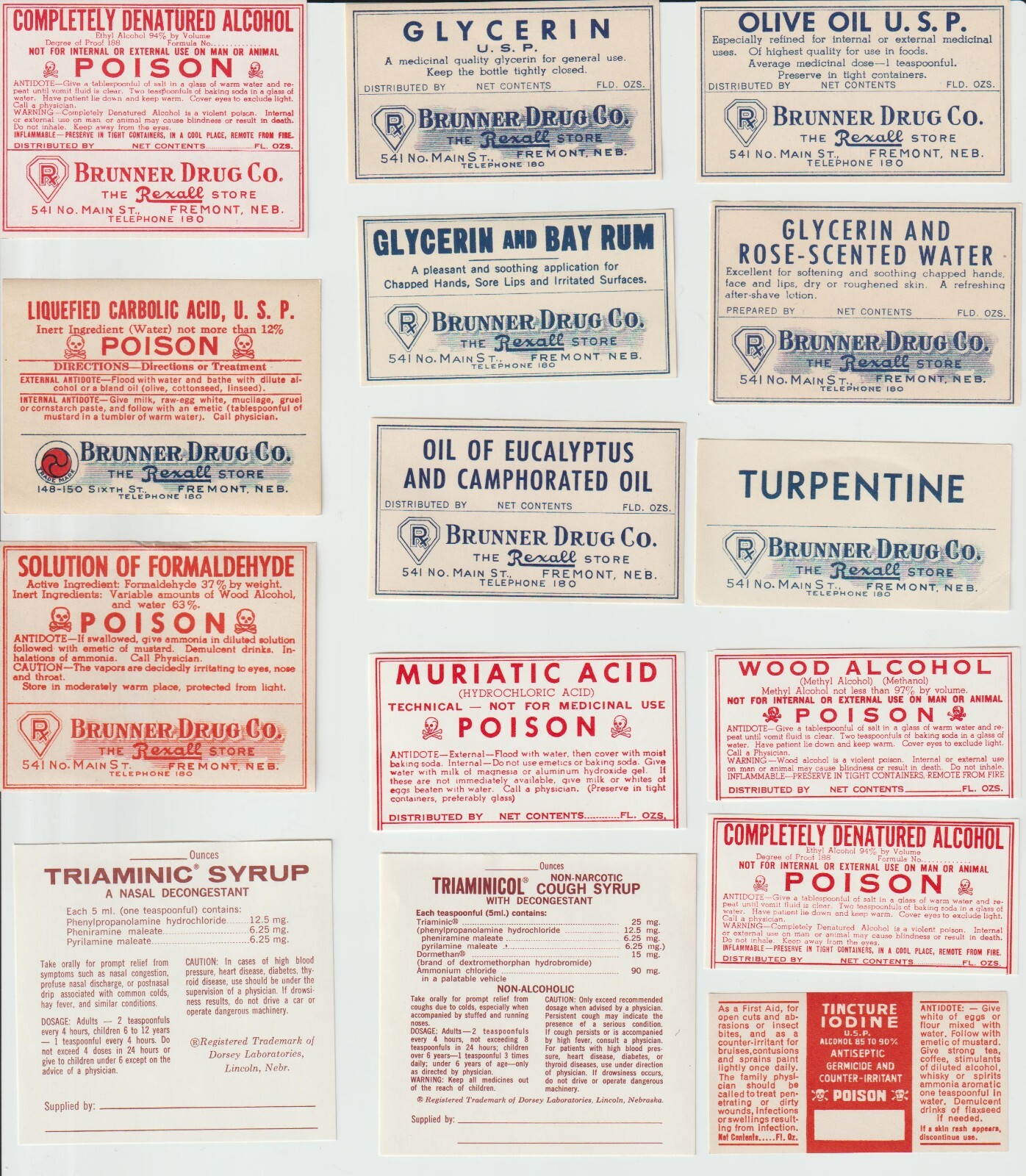 Vintage Original Pharmaceutical Sticker Labels – Set of 26 – Unused Old Stock