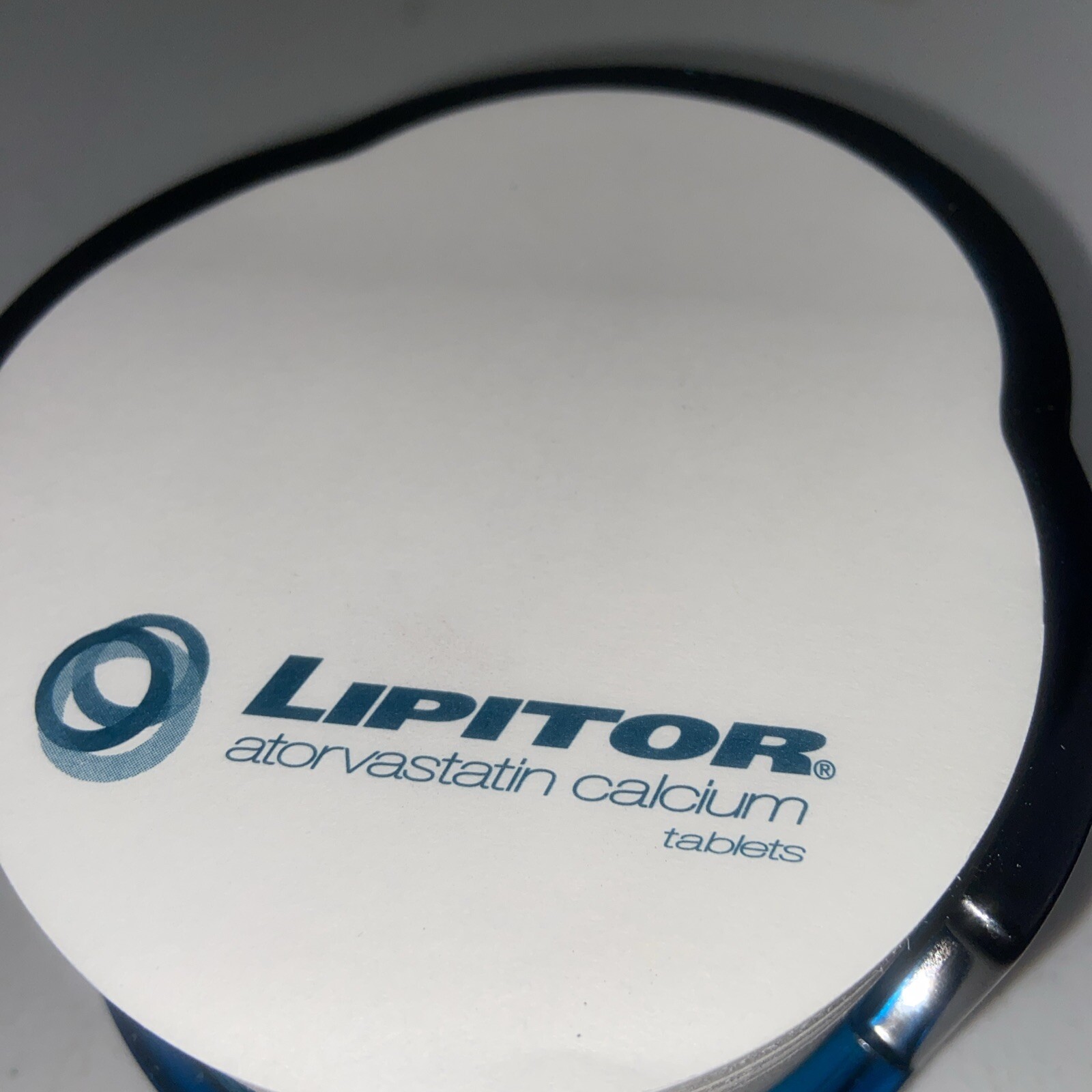 LIPITOR Drug RepAdvertising Sticky Note Pad Blue Acrylic Holder Pharmacy 2004