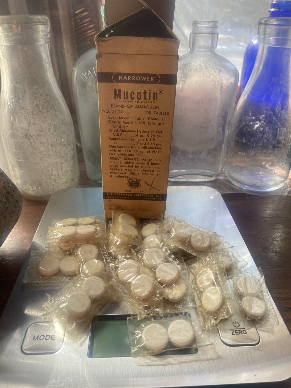 Vintage Box Of Mucotin Tablets. Made By Harrower Laboratory Inc. N.J. & M.O. USA