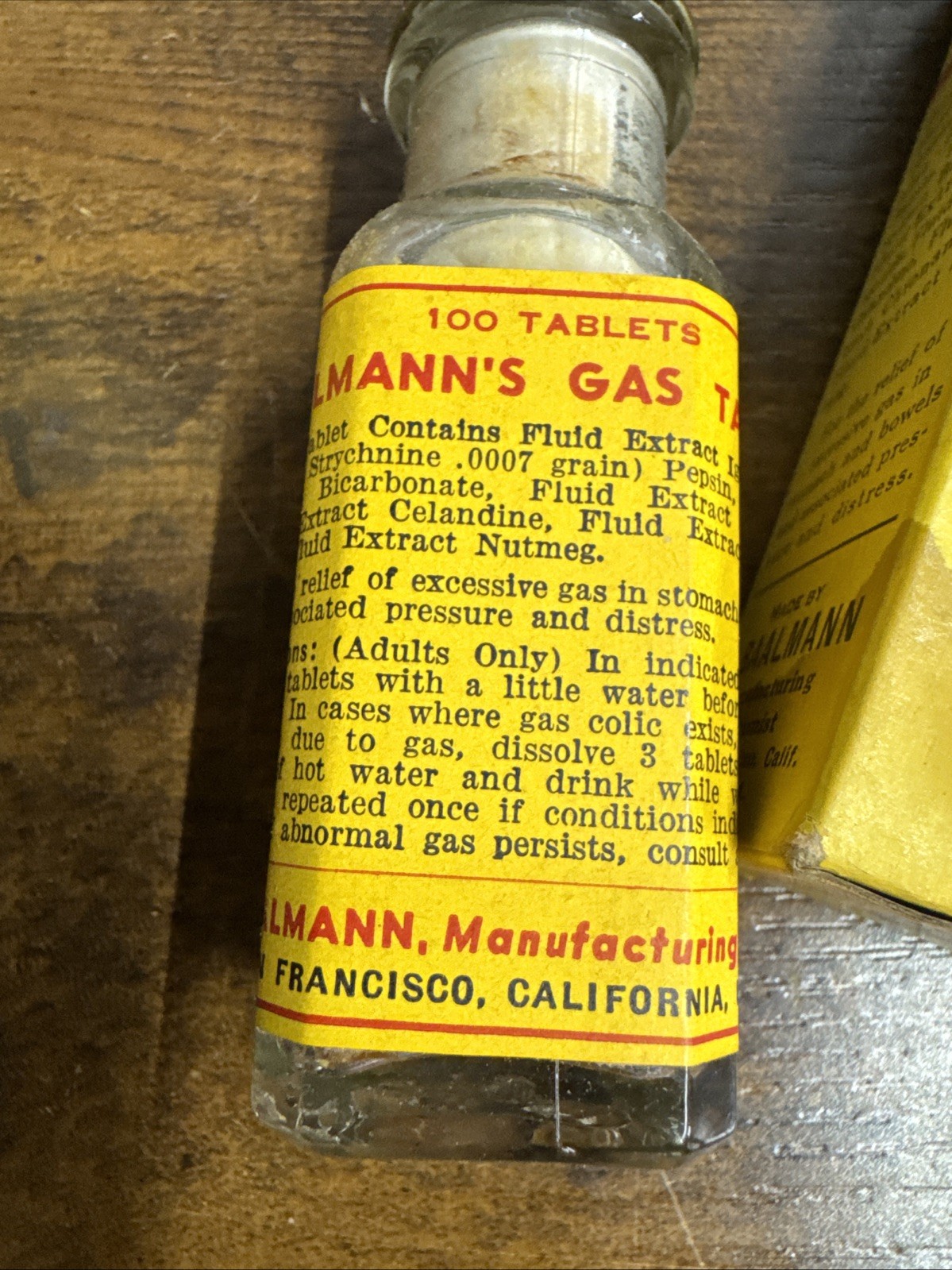 VINTAGE BAALMANN’S Gas Tablets Drugstore Apothecary MCM Medicine Pills Drugs