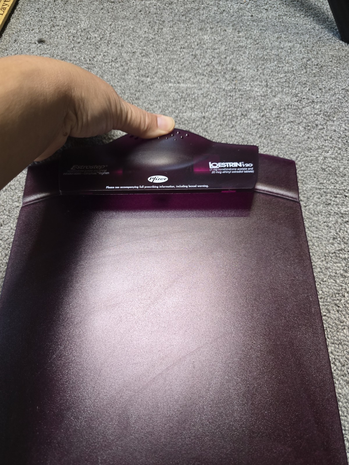 Pfizer Loestrin Estrostep Pharmaceutical Drug Rep Purple Clipboard Birth Control