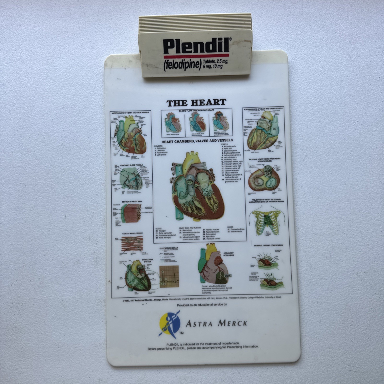Vintage Plendil (Felodipine) Drug Advertising Clipboard