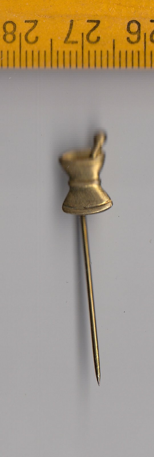 Vintage MORTAR & PESTLE and Pharmacy Medicine stick pin badge 1960s
