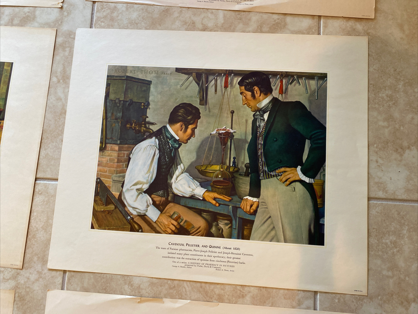 A HISTORY OF PHARMACY IN PICTURES by Parke, Davis & Co. Set of 6 Prints