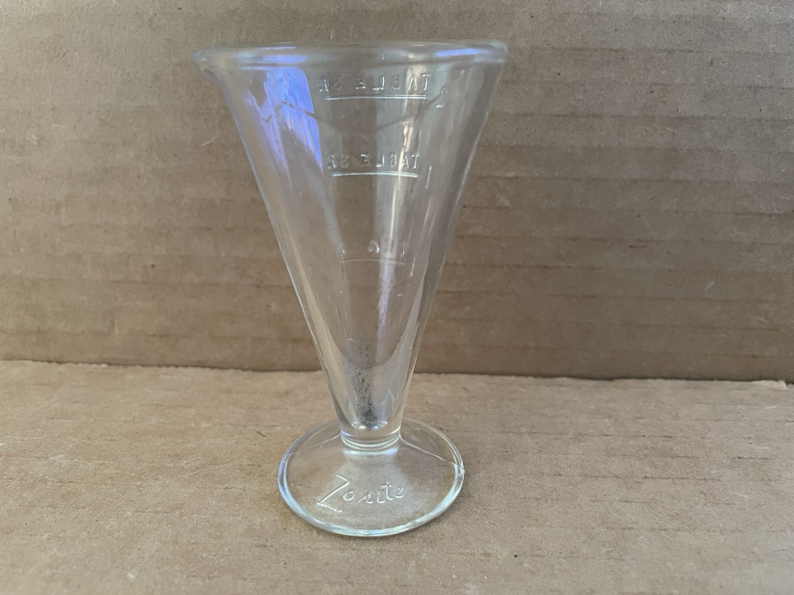 Vintage ZONITE Apothecary Glass Measuring Cup w/ Spout 2 Tablespoons #1