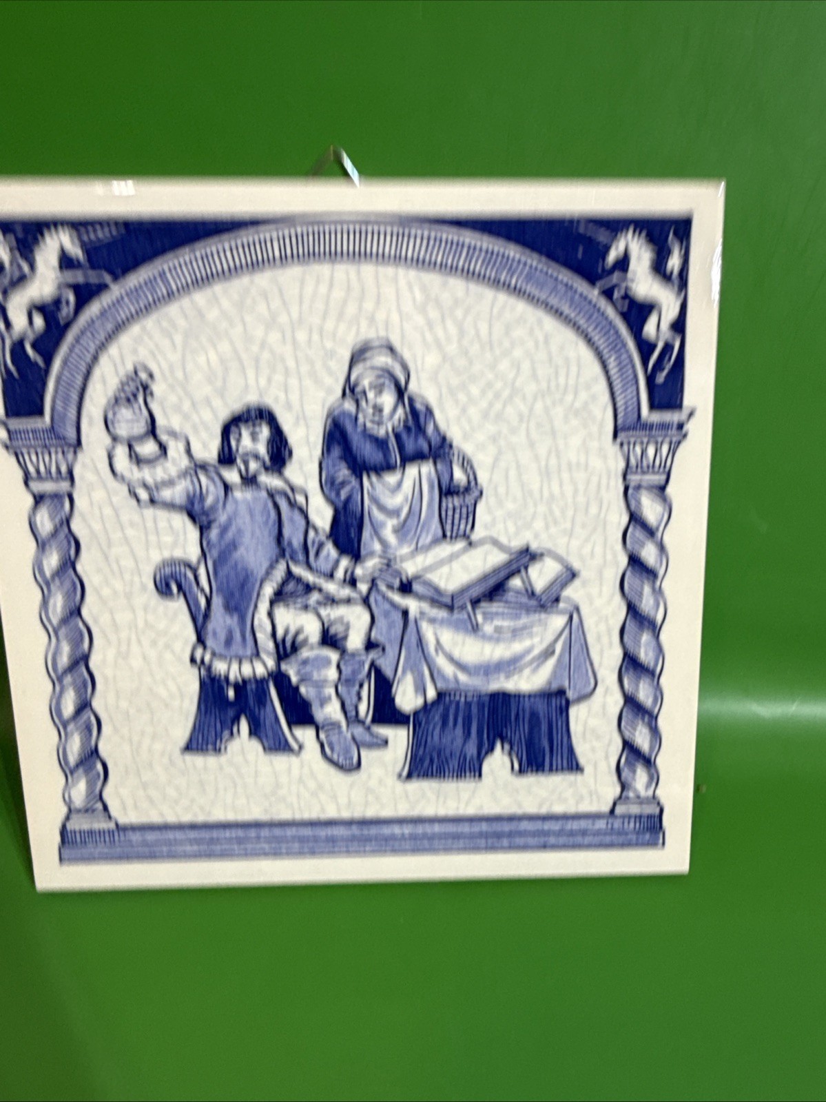 Delft Holland Handmade Urine Test Tile July 1987 B-970 Burroughs Wellcome Co.