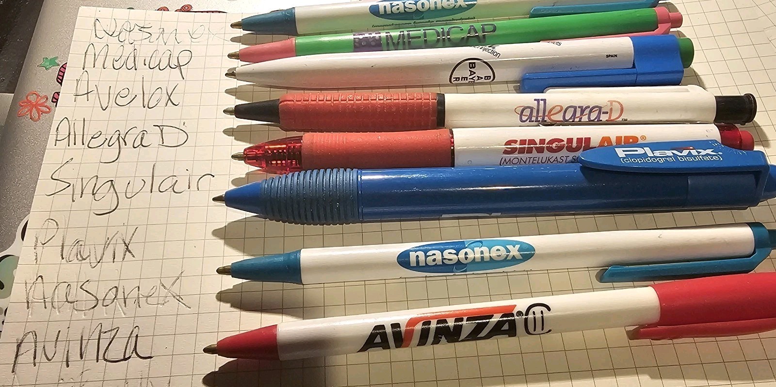 Vintage Pharmaceutical Drug Rep Lot Of 8 Pens Tested *pictures* Click Retracts