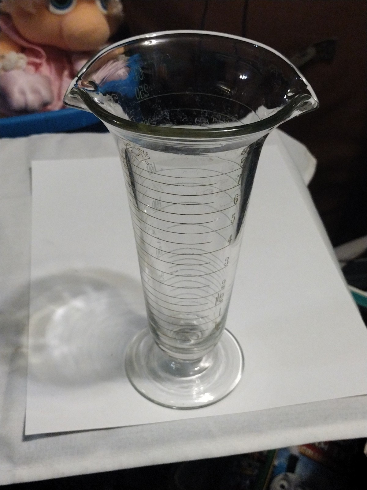 Antique John M Maris Tapered Apothecary Chemist Beaker Etched Glass Footed
