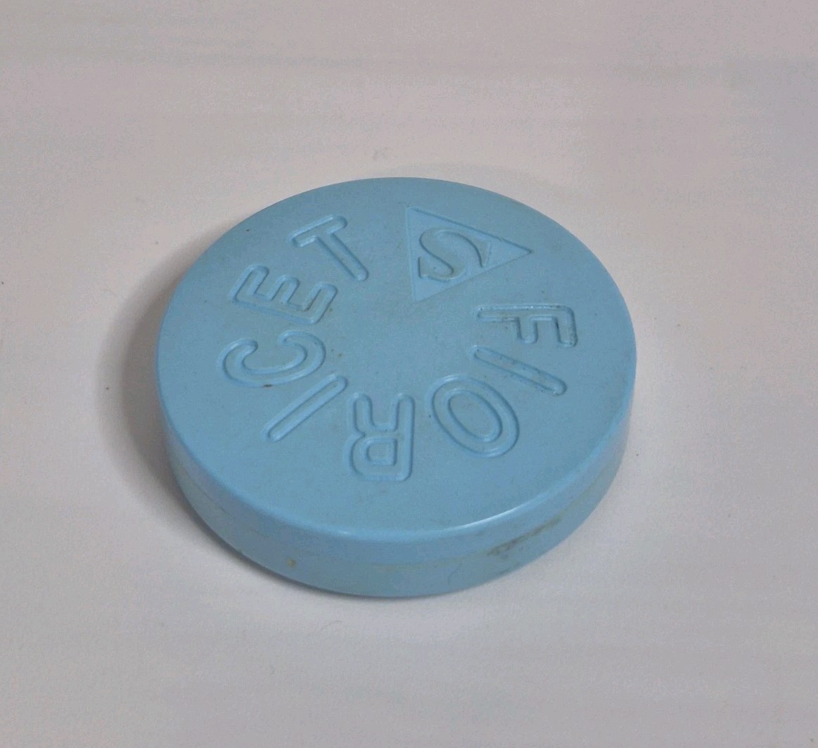 Vintage Fioricet Tablets Pill Box Container Plastic Screw Top Pharmaceutical