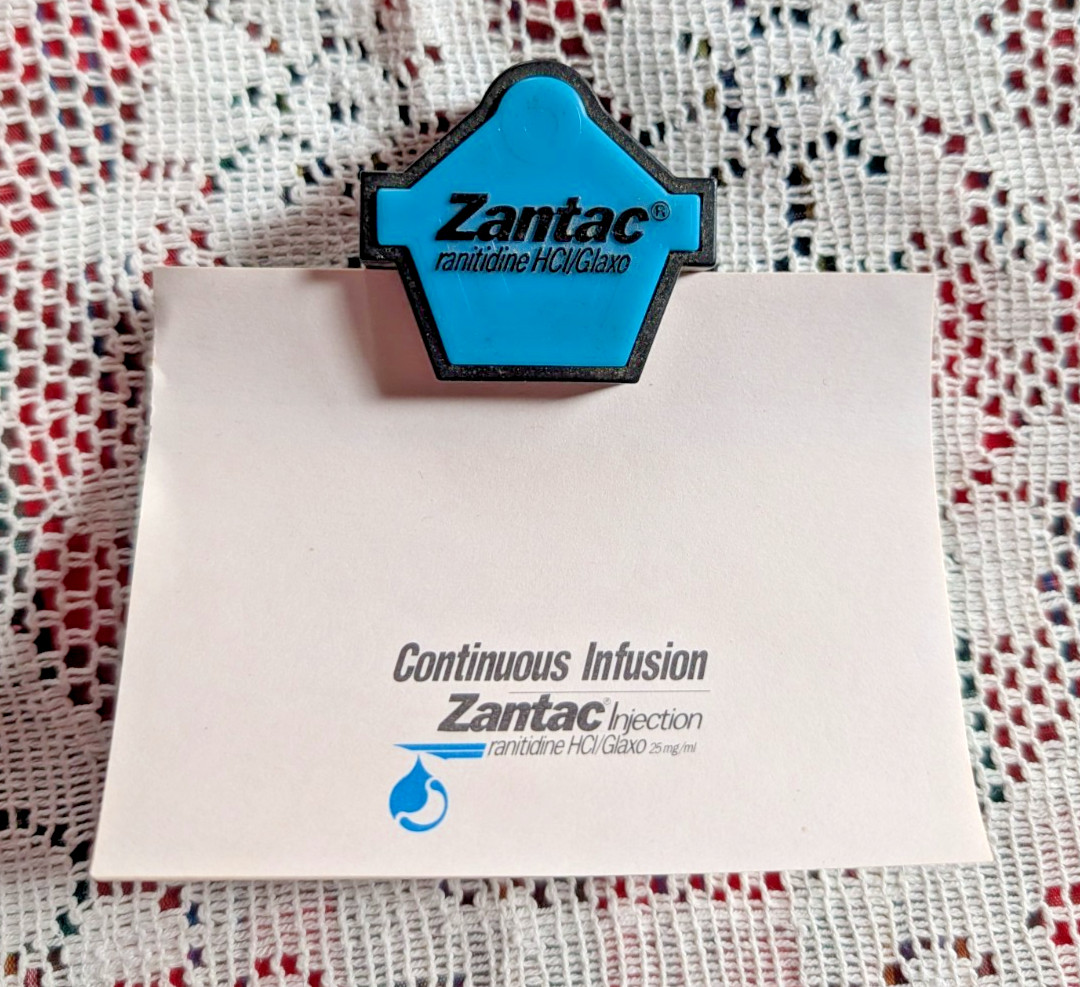 Zantac drug rep ads glass rain teardrop clip magnets Rx spatula notes narcotic