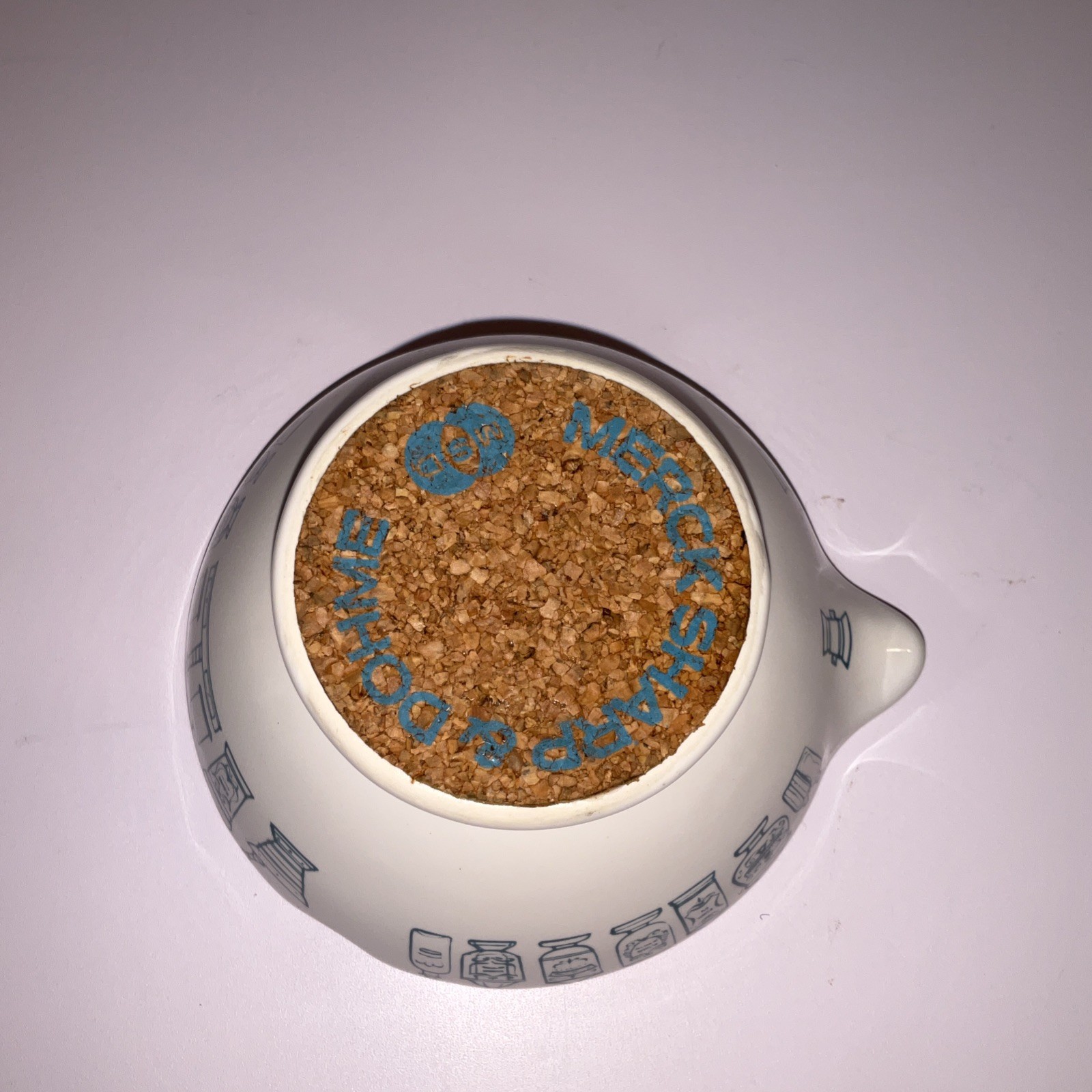 Vtg Merck Sharp & Dohme Porcelain Pharmacy Mortar / Pestle Ashtray