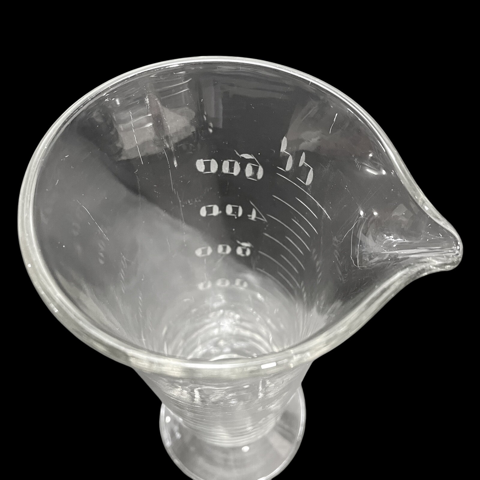 Antique 1900s Whitall Tatum Co Apothecary Glass Beaker – Etched 600cc / 16oz