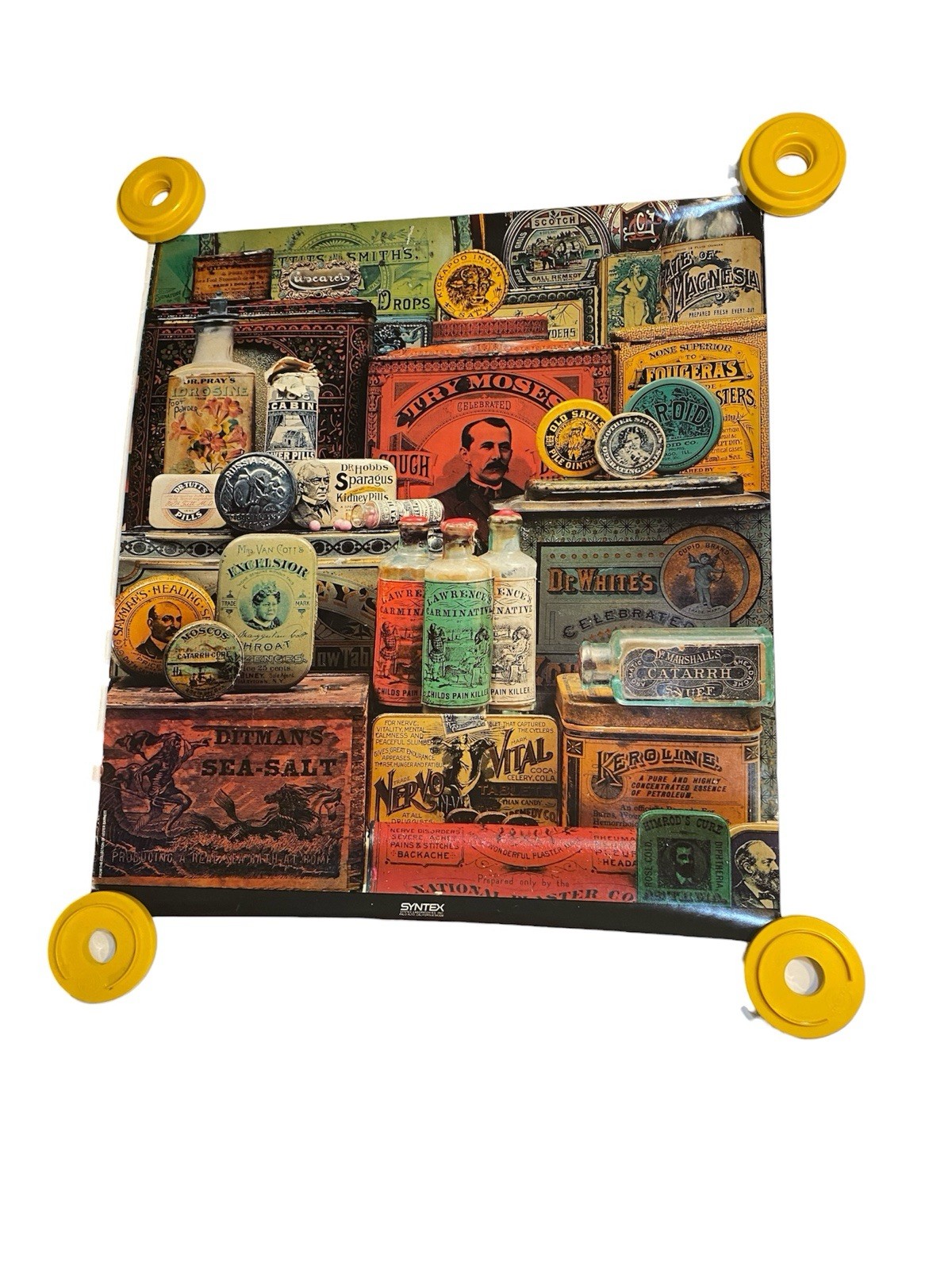 Pharmacy Advertising Paper Poster Vtg Medicine Collection 20” x 18” 1970s