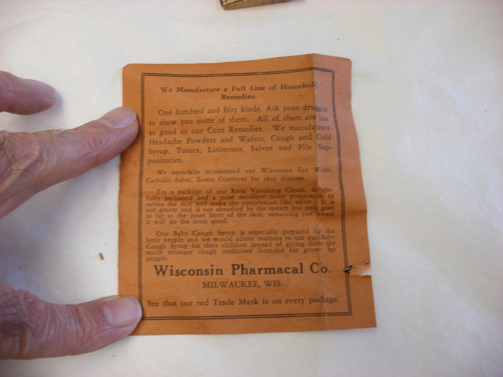 Vtg Medical Remedy Pharmacy Quack Cure – Wisconsin Pharmacal Co. Eye Water 1922
