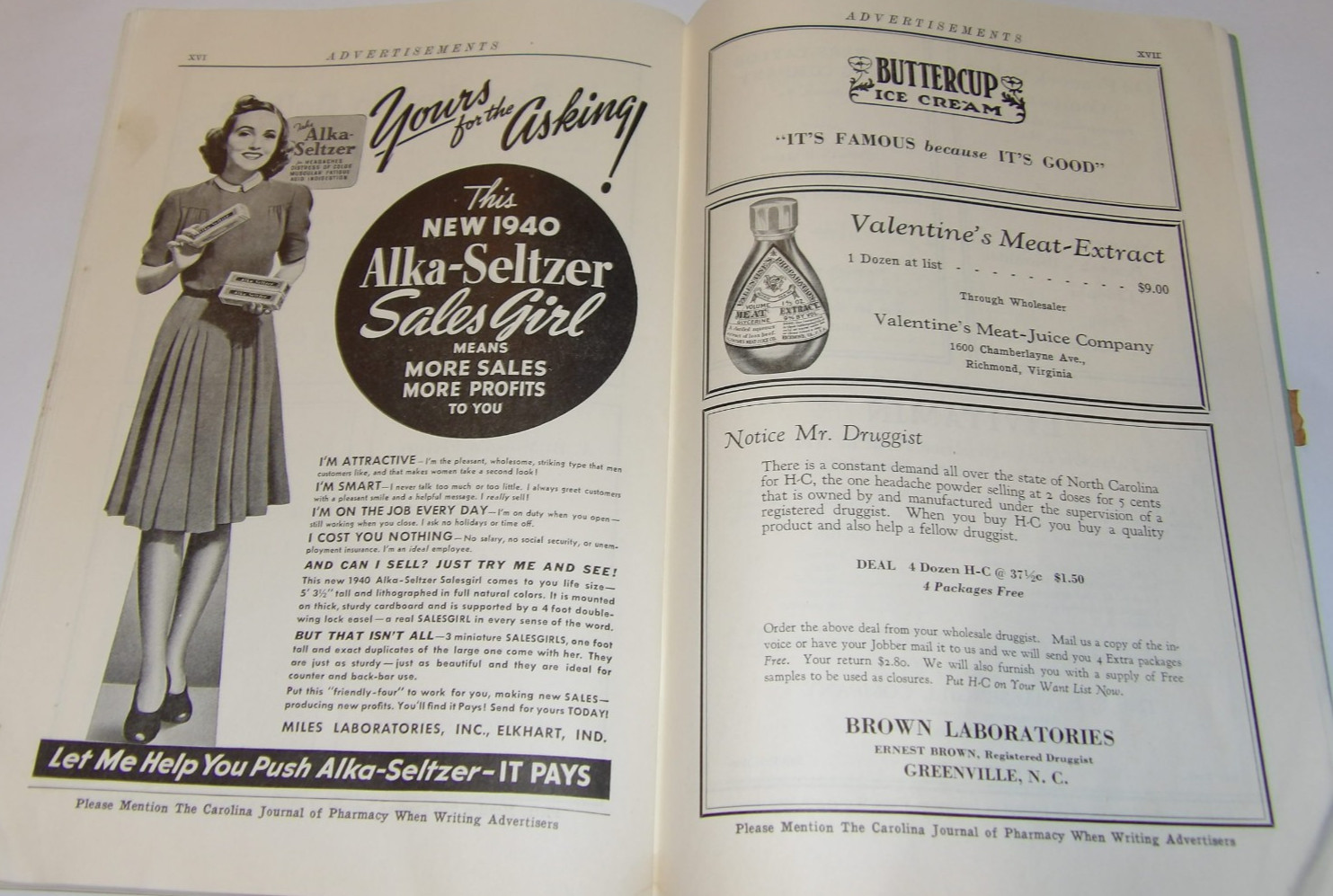 VTG 1940 DRUGGIST CONVENTION SOUVENIR BOOK! CHARLOTTE, NC! ADS/HOTELS/PICTURES!