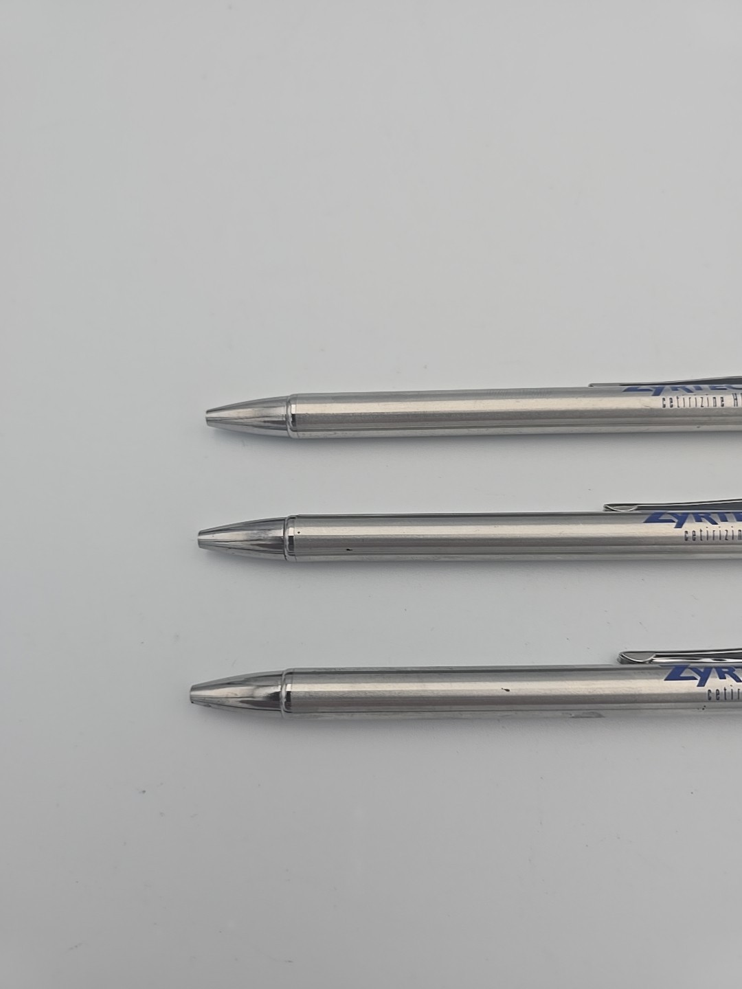 ZYRTEC Silver Green Heavy Metal Medical Drug Rep Pen Collectible Lot 4