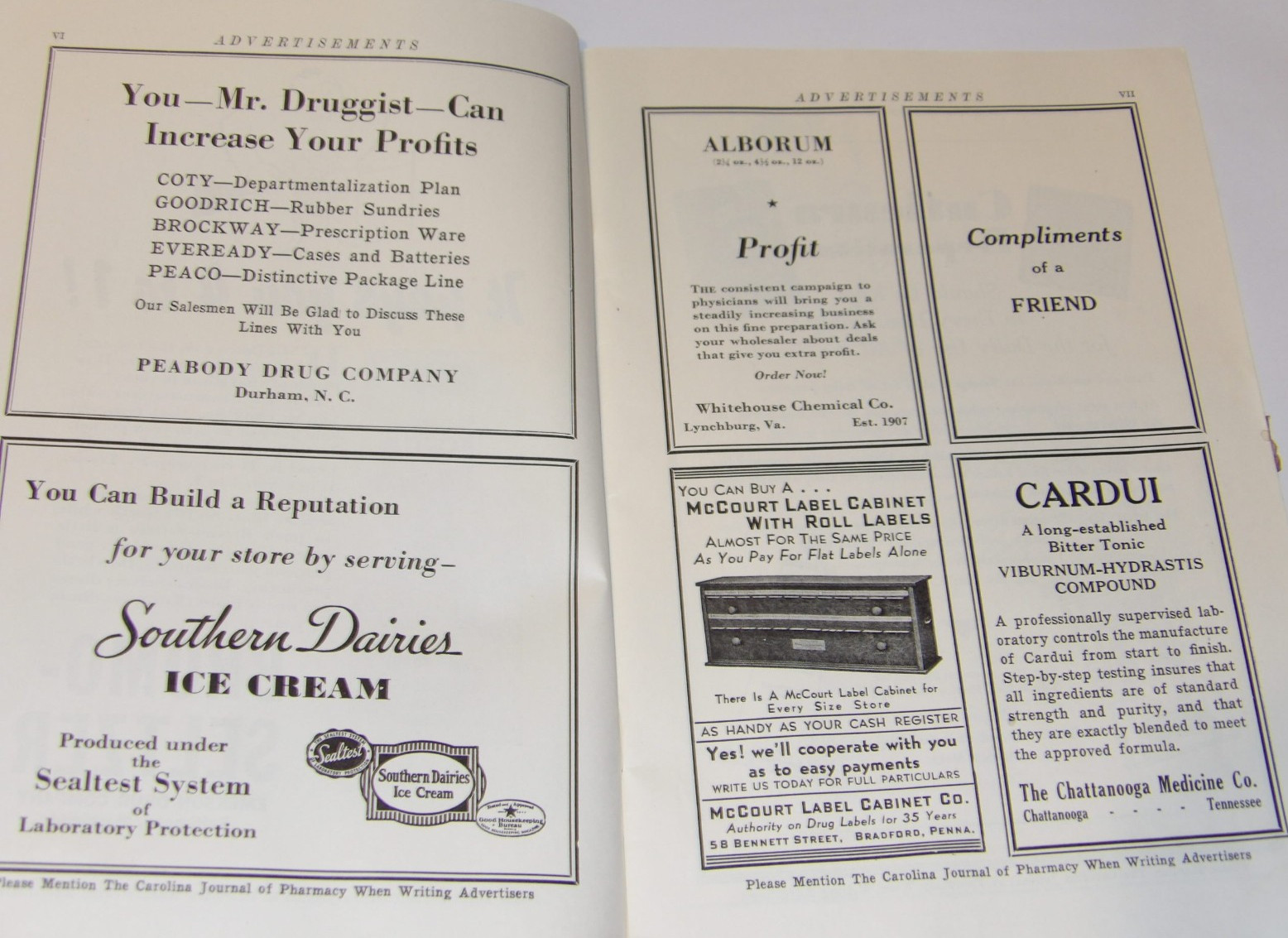 VTG 1940 DRUGGIST CONVENTION SOUVENIR BOOK! CHARLOTTE, NC! ADS/HOTELS/PICTURES!