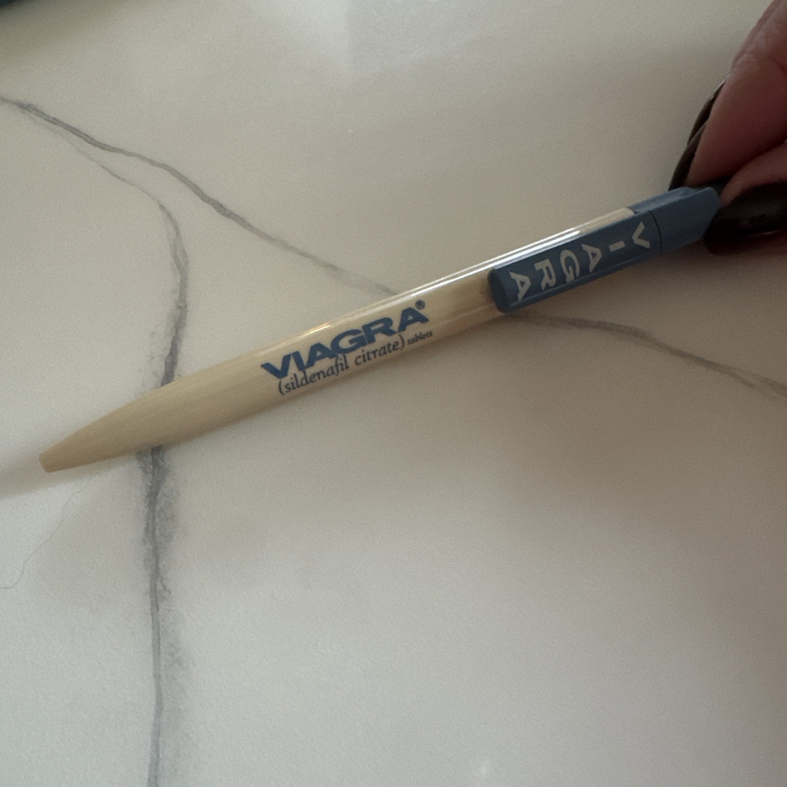 Vintage VIAGRA Drug Rep Click Pens Plastic Blue And Cream Pharmaceutical