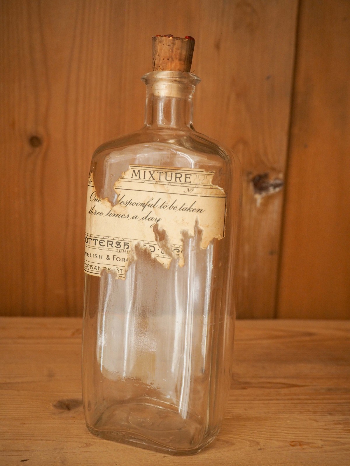 Trio of Vintage / Antique English Apothecary Chemist Bottles (Sold Individually)