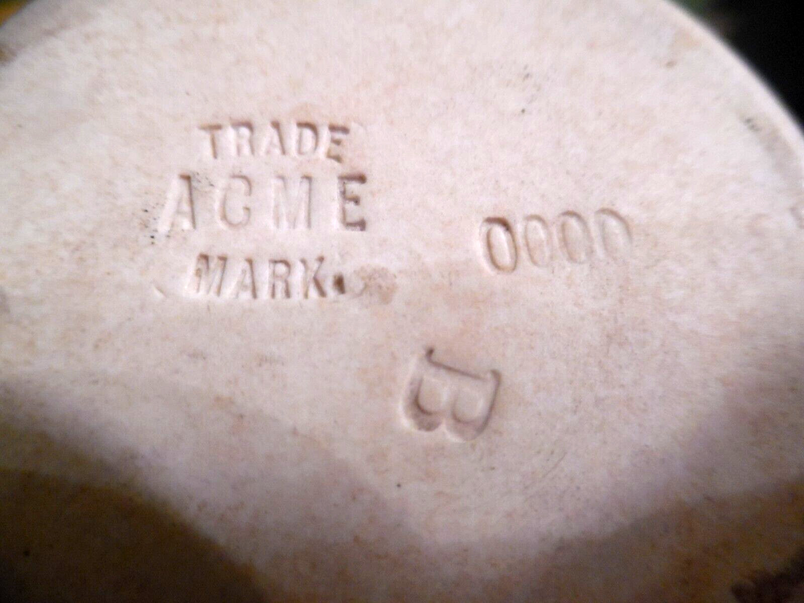 ACME TRADE MARK APOTHECARY SMALL STONEWARE MORTAR & GLASS PESTLE