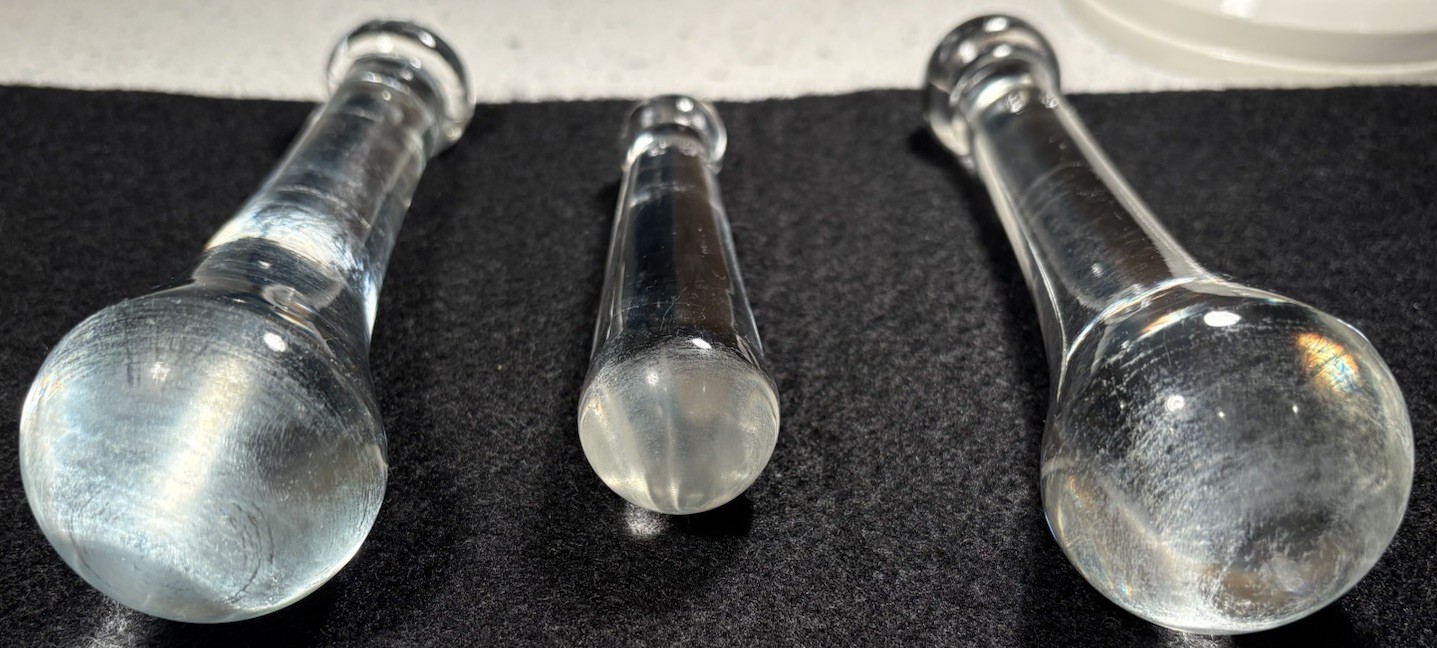 Pharmacy Pestles Clear Glass(Lot Of 3) 2-8 oz & 1-2 oz Excellent Used Condition
