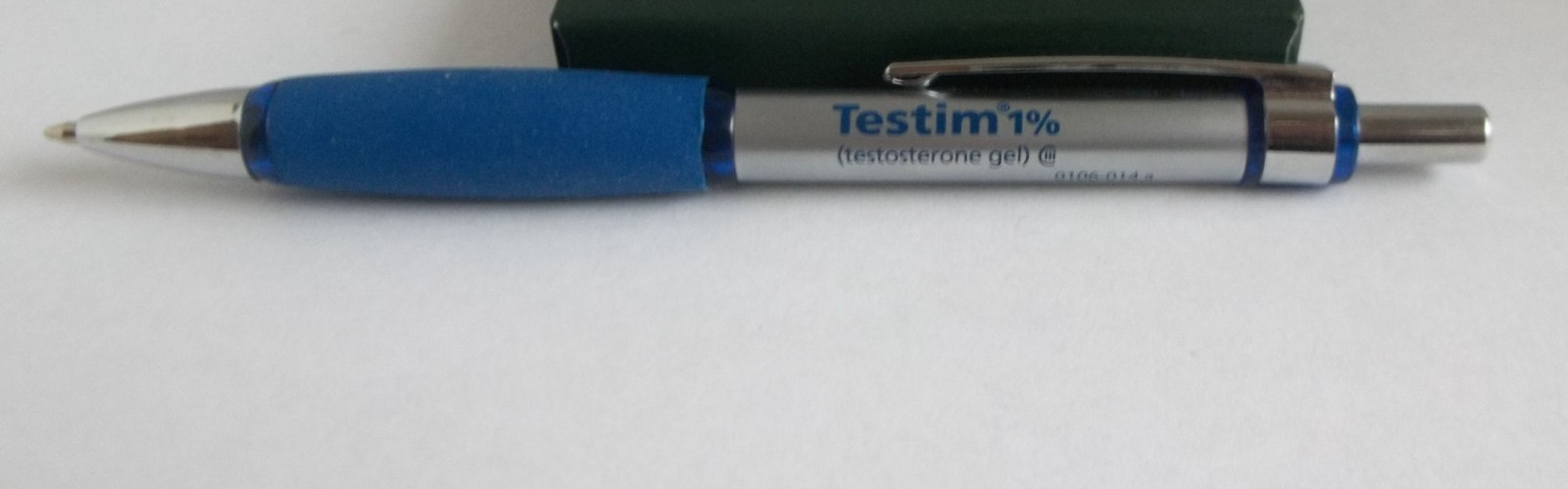 Testim 1% Promotional Pen – Metal Body w/ Rubberized Grip – Medium Weight