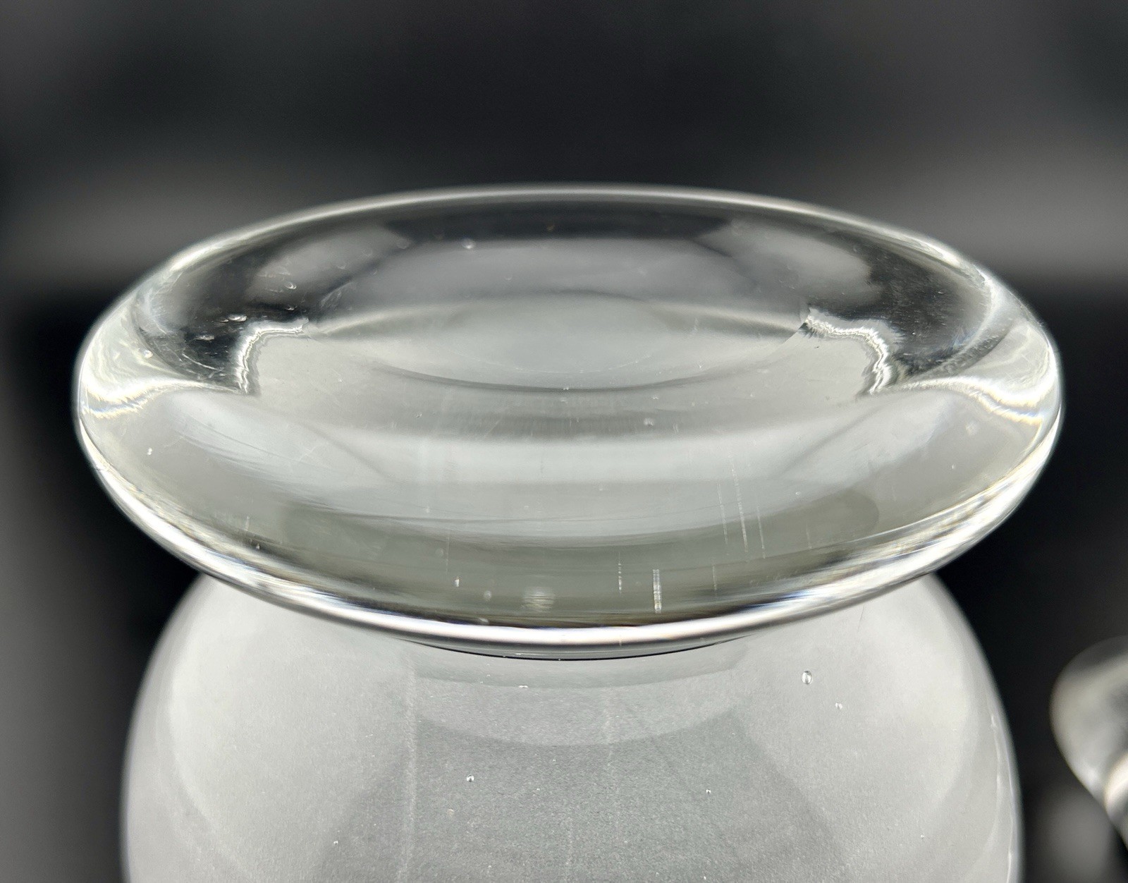 1940s Heavy Hand Blown Clear Glass Apothecary Mortar Pestle Pontil Pharmacy VTG