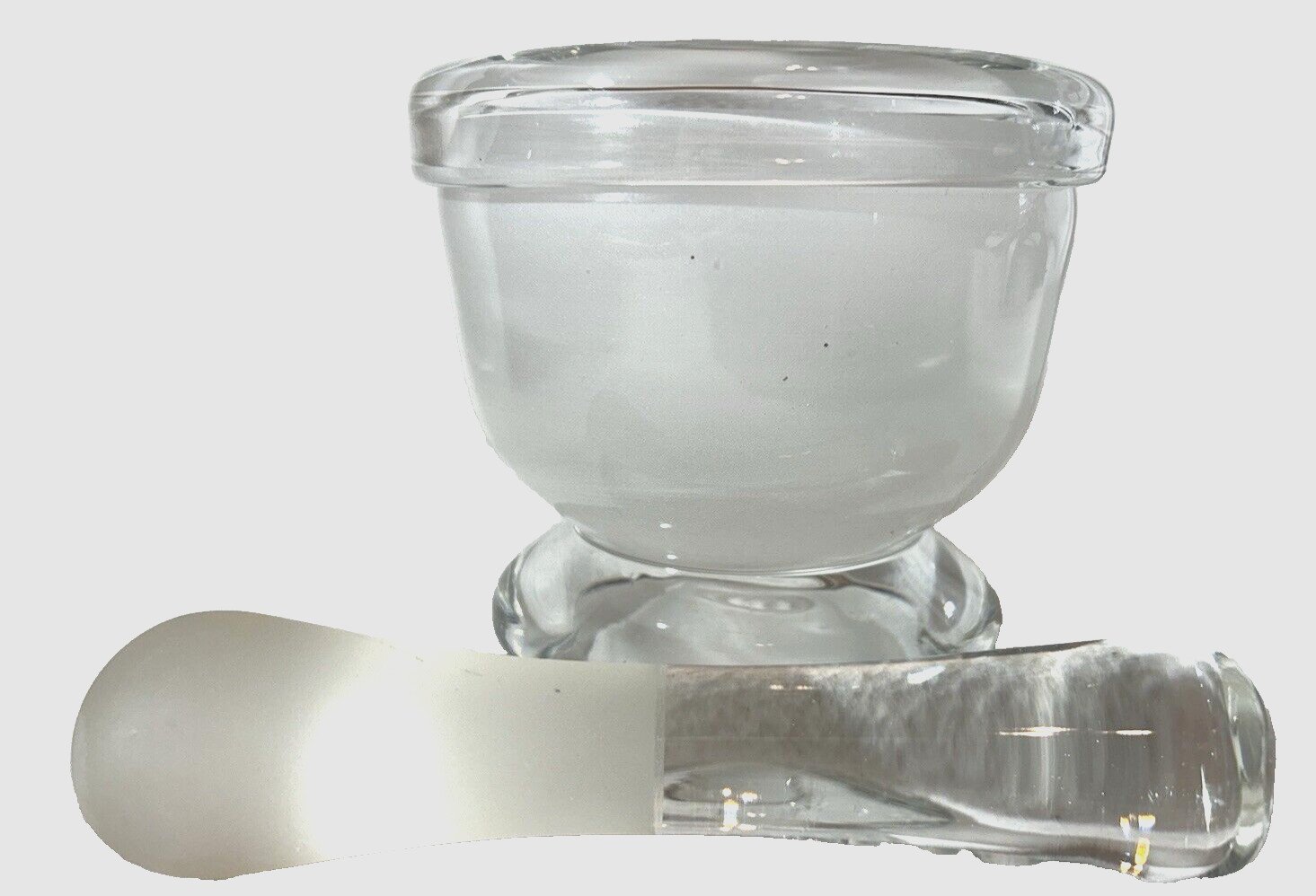 Frosted Glass Mortar & Pestle ~Heavy 5.5″ x 5″ ~ 7″ Long Pestle