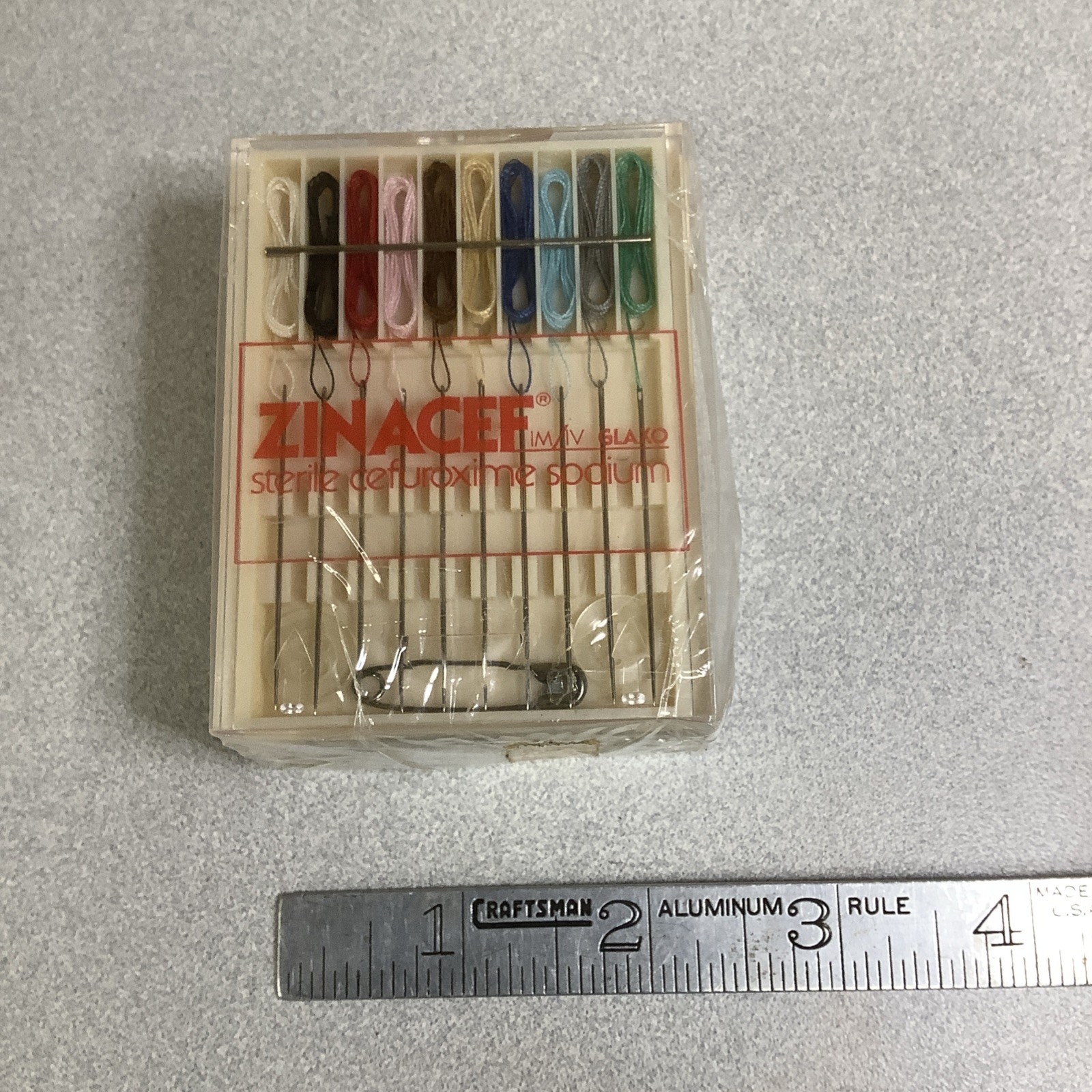 5 Vintage Zinacef Cefuroxime Glaxo Drug Rep Promo Mini Plastic Sewing Kits