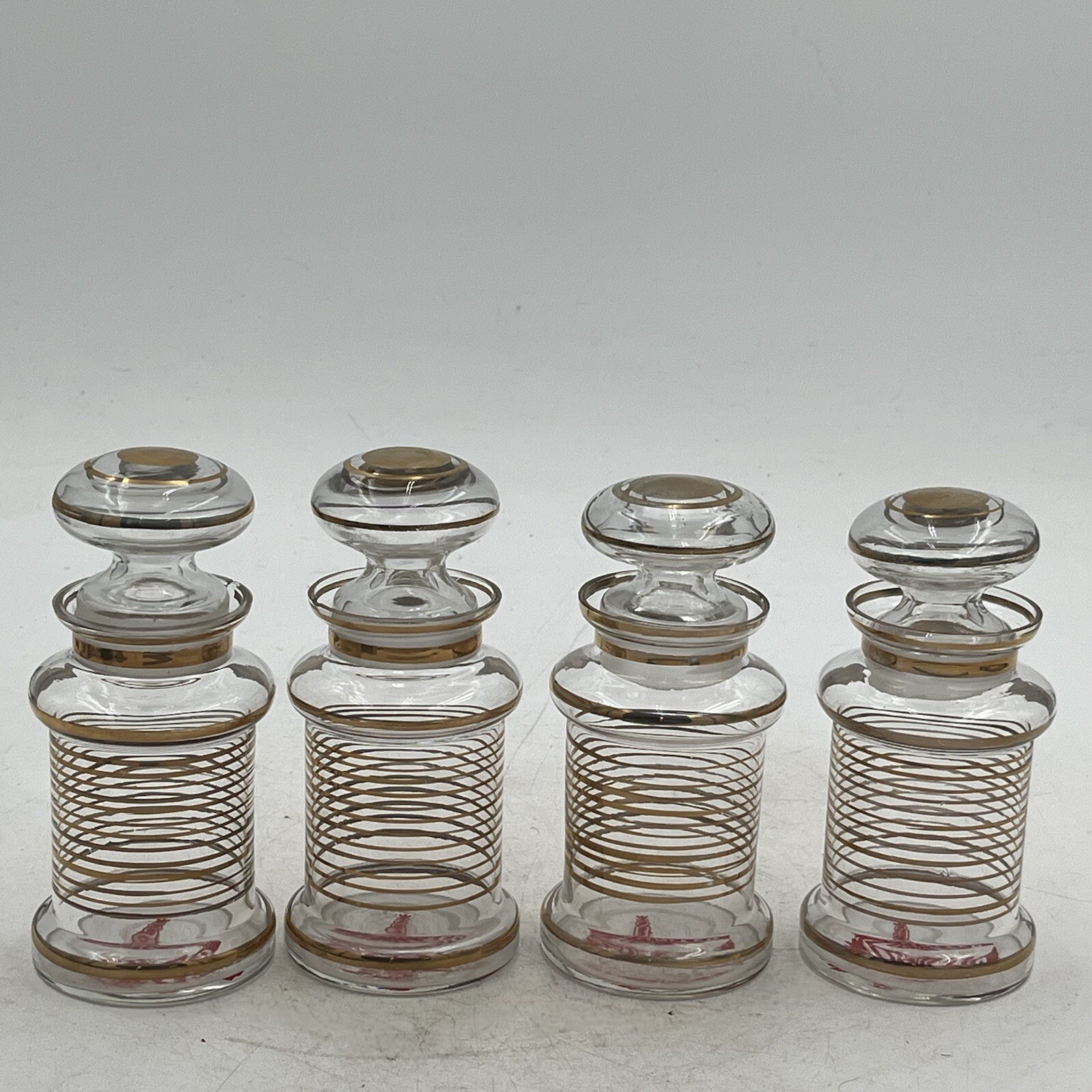4- VTG WW2 APOTHECARY Jar Glass Medical Canister Winged United Logo Medicinal