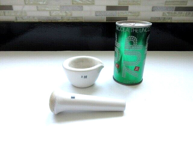 Vtg Coors USA Heavy White Porcelain Lab Mortar & Pestle Apothecary 522-00 14H