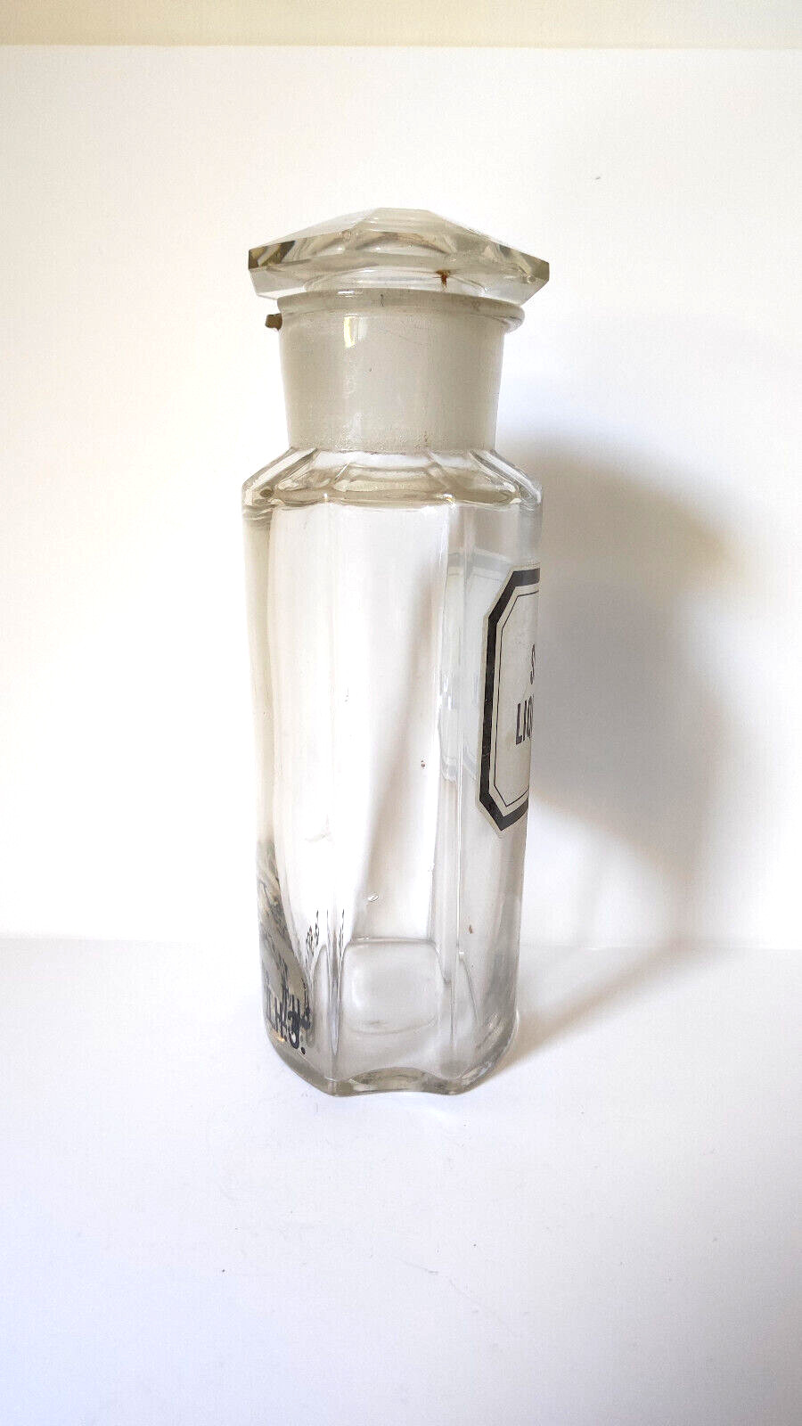 Vintage Crystal Apothecary Pharmacy Clear Jar 800 ml SUCCUS LIQUIR. PULV.