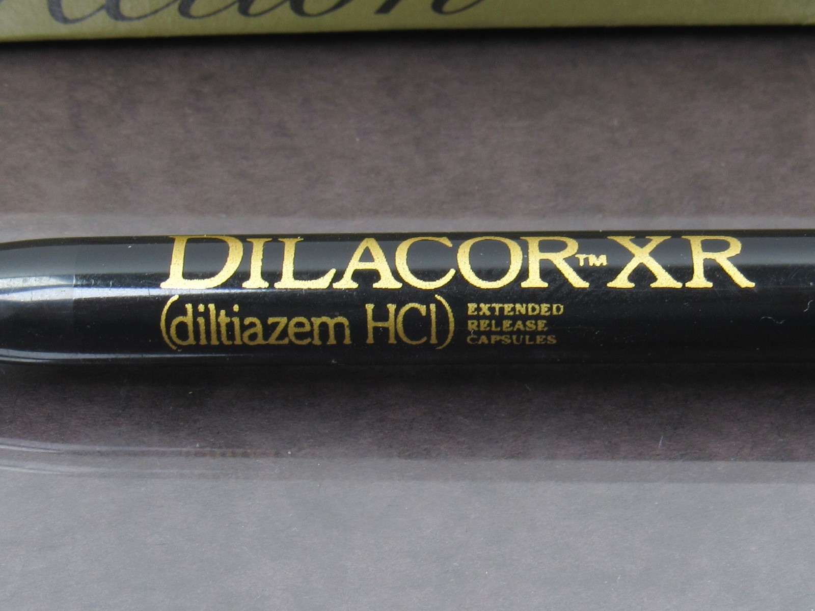 Black & Gold Dilacor PEN in Box Drug Rep Pharmaceutical Promo Advertising Rare