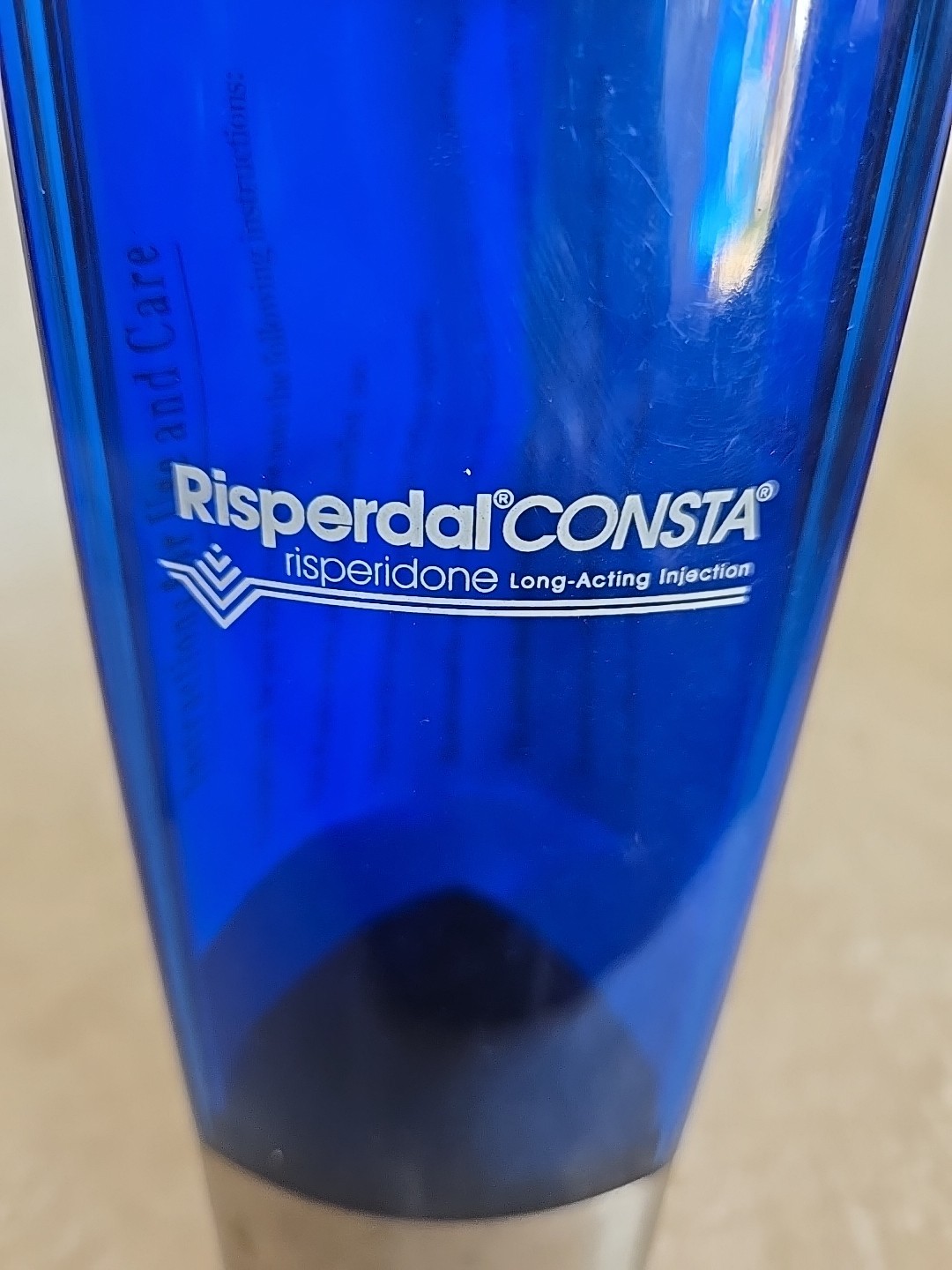 RARE Pharma Drug Rep Risperdal Travel Mug & Lid To Go Cup NEW