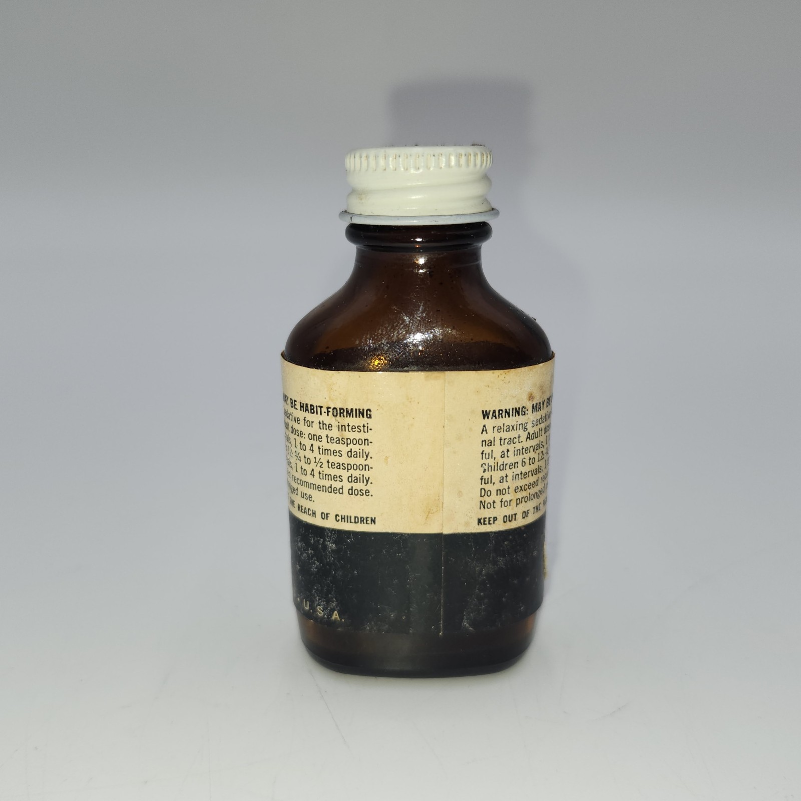 MORPHINE Bottle VINTAGE PAREGORIC U.S. bottle EMPTY medicine glass