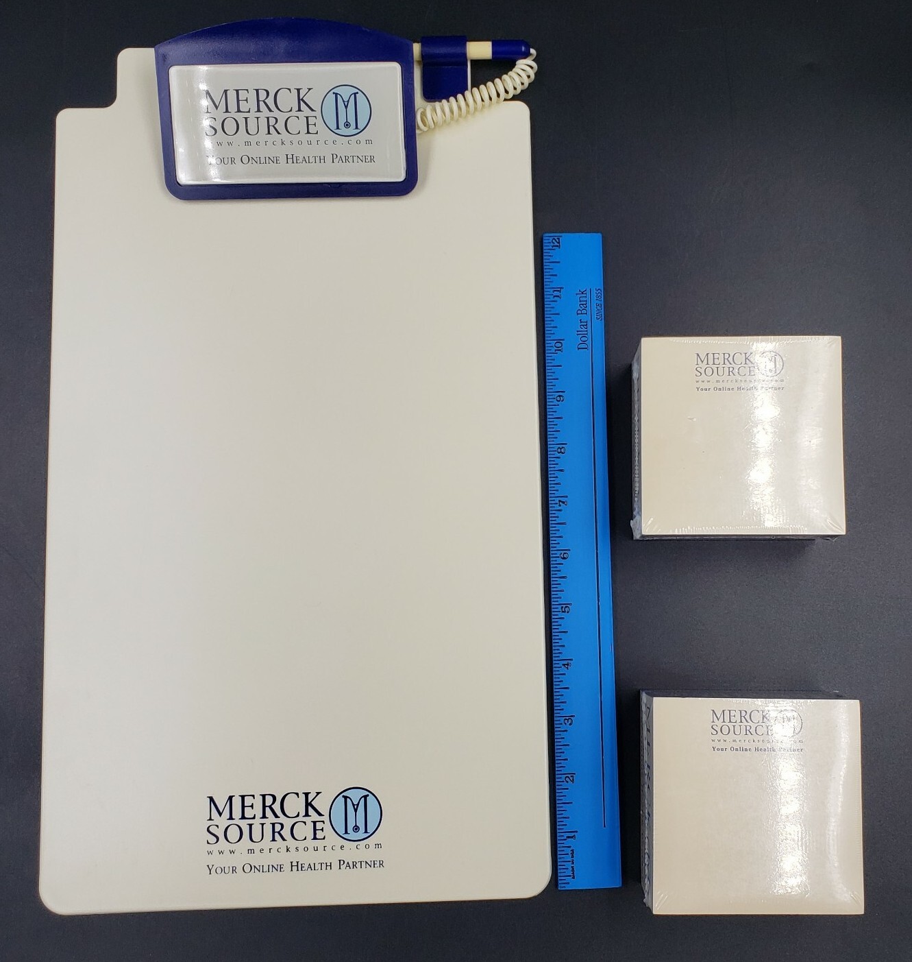 Pharma Medical Advertising Lot of 3 Long Clipboard & Notepad Merck Source Online